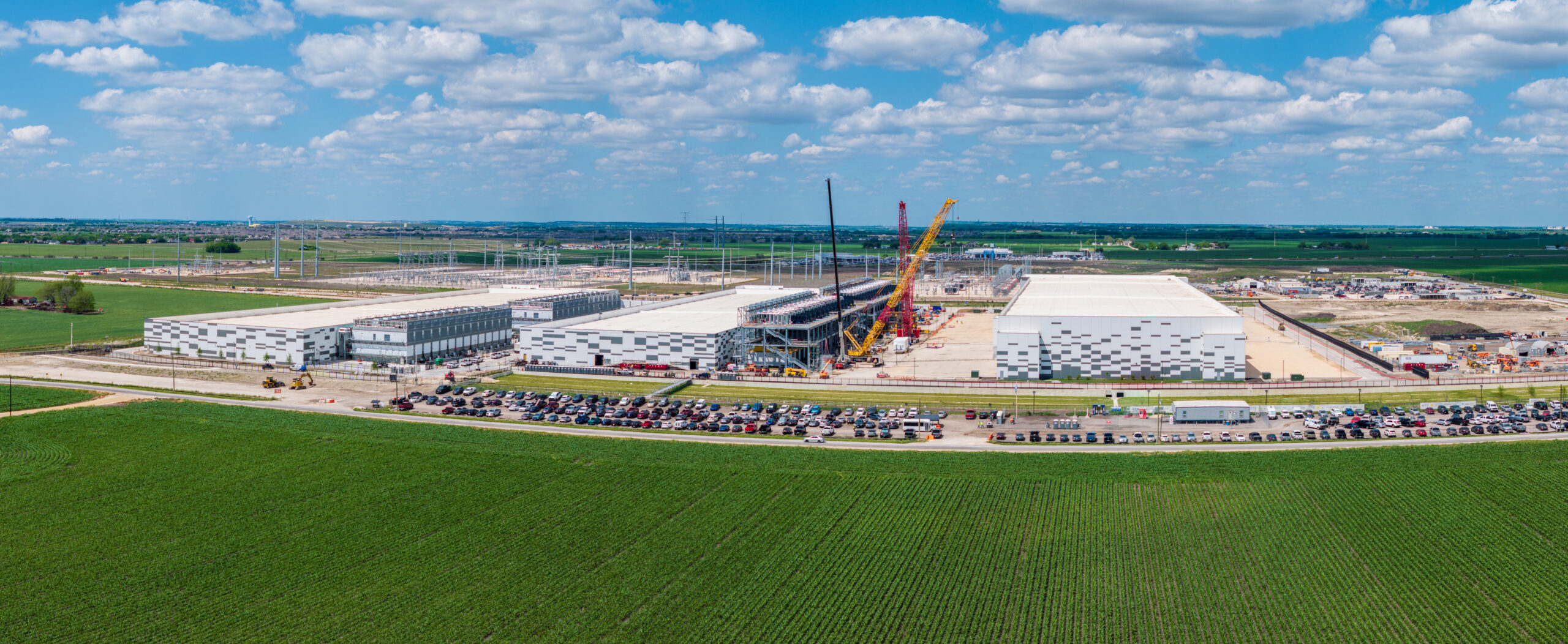 Aerial view of a data center campus
